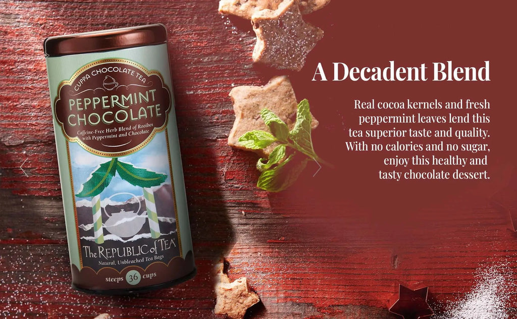 Peppermint Cuppa Chocolate Tea, 36 Tea Bags, Rooibos Tea Dessert Blend