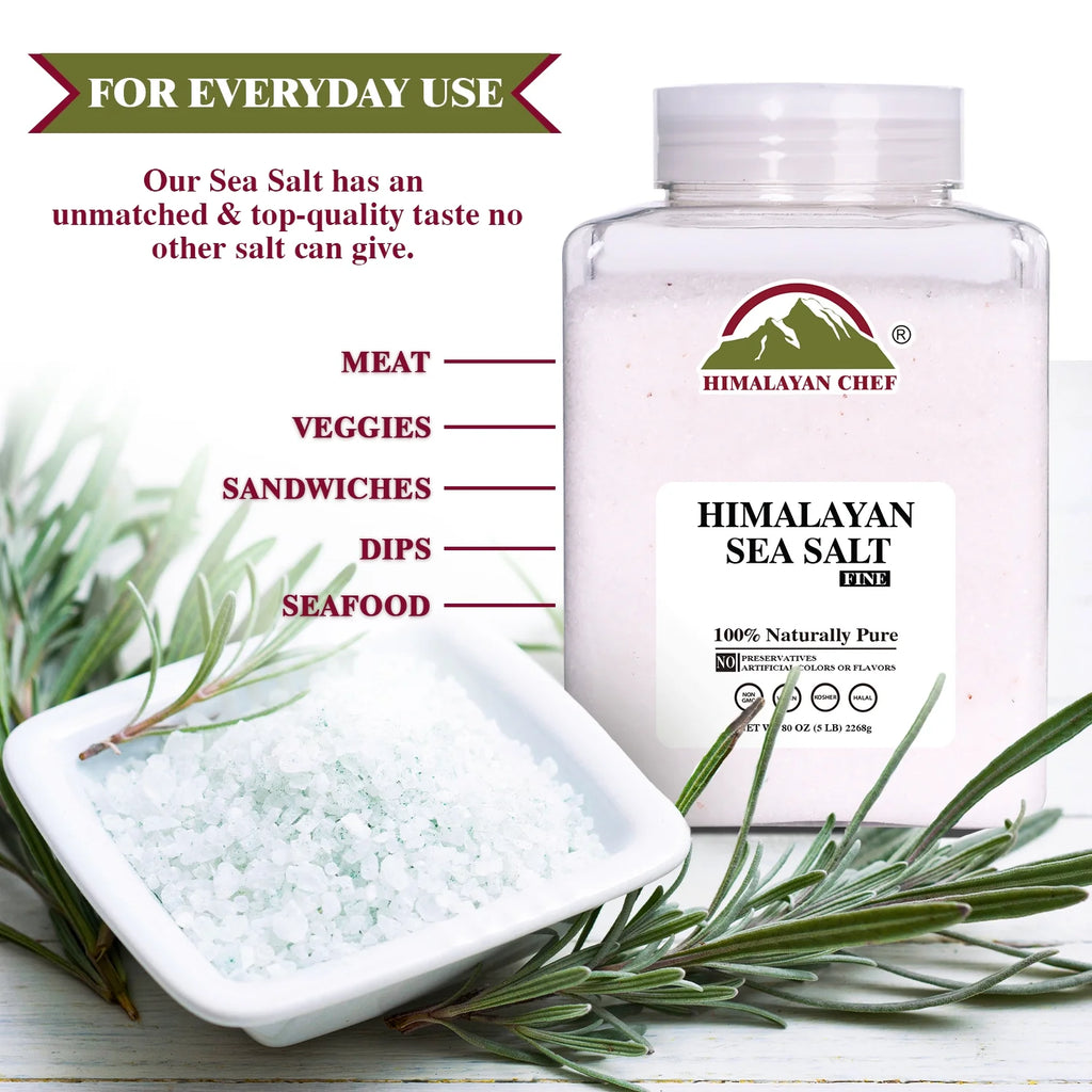 Sea Salt Fine Grain, 5 Lbs | Rich Minerals, 100% Natural and Unrefined Sea Salt Fine Organic Minerals
