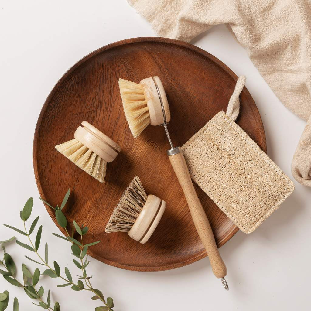 Sustainable Dish Brushes | 4 Piece Starter Set W/ Loofah Sponge