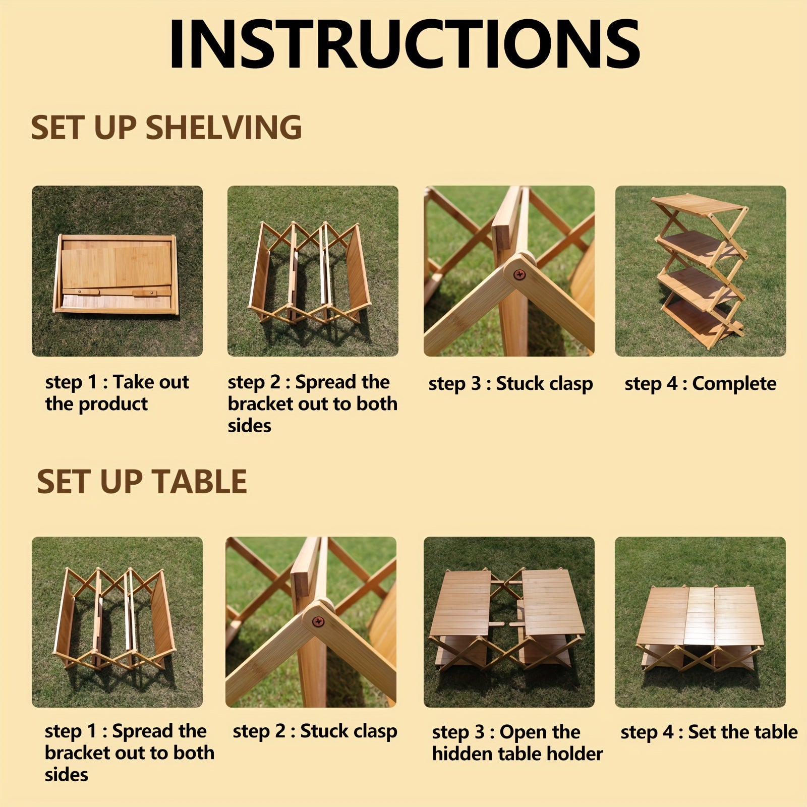 Versatile Bamboo Folding Coffee Table - Dual-Use for Storage & Leisure, Perfect for Camping, Picnics, and Home Use Chef's Market