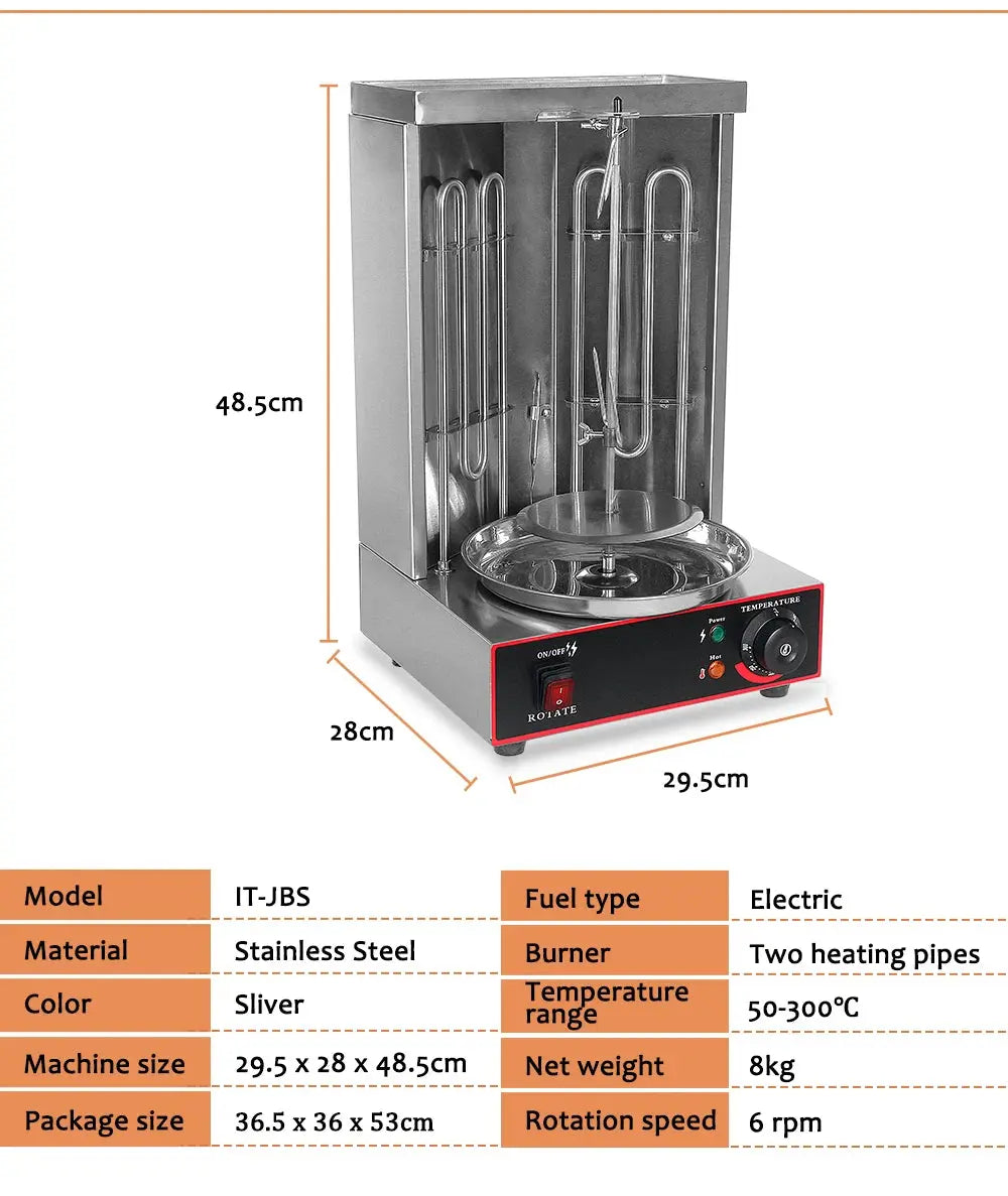 ITOP Electric Doner Kebab Grill Shawarma Machine Automatic Rotating BBQ Grill For Commercial Household Heating Pipe colegio culinario de morelia