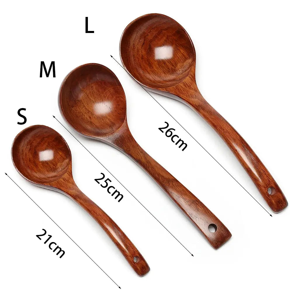 Natural Wooden Large Soup Scoops Long Handle Cooking Scoop Wood Ramen Rice Spoon Soup Ladle Catering Tableware Kitchen Utensil colegio culinario de morelia