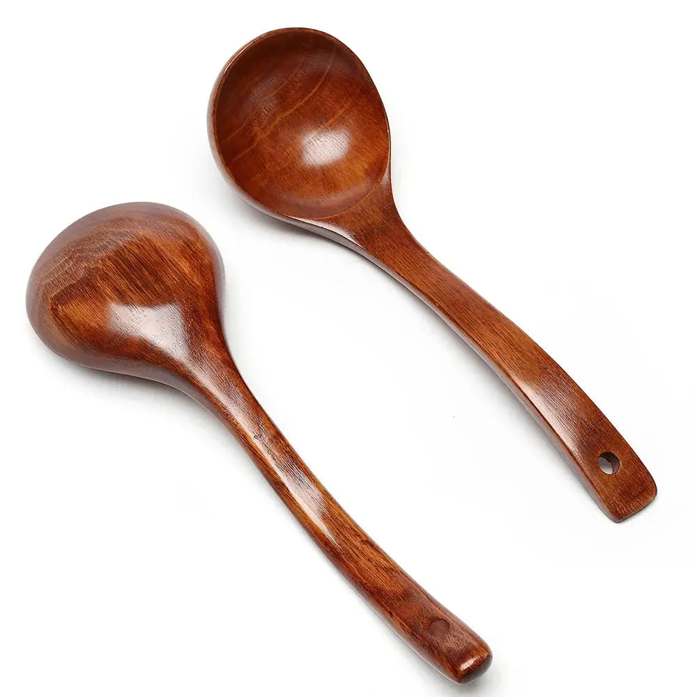 Natural Wooden Large Soup Scoops Long Handle Cooking Scoop Wood Ramen Rice Spoon Soup Ladle Catering Tableware Kitchen Utensil colegio culinario de morelia