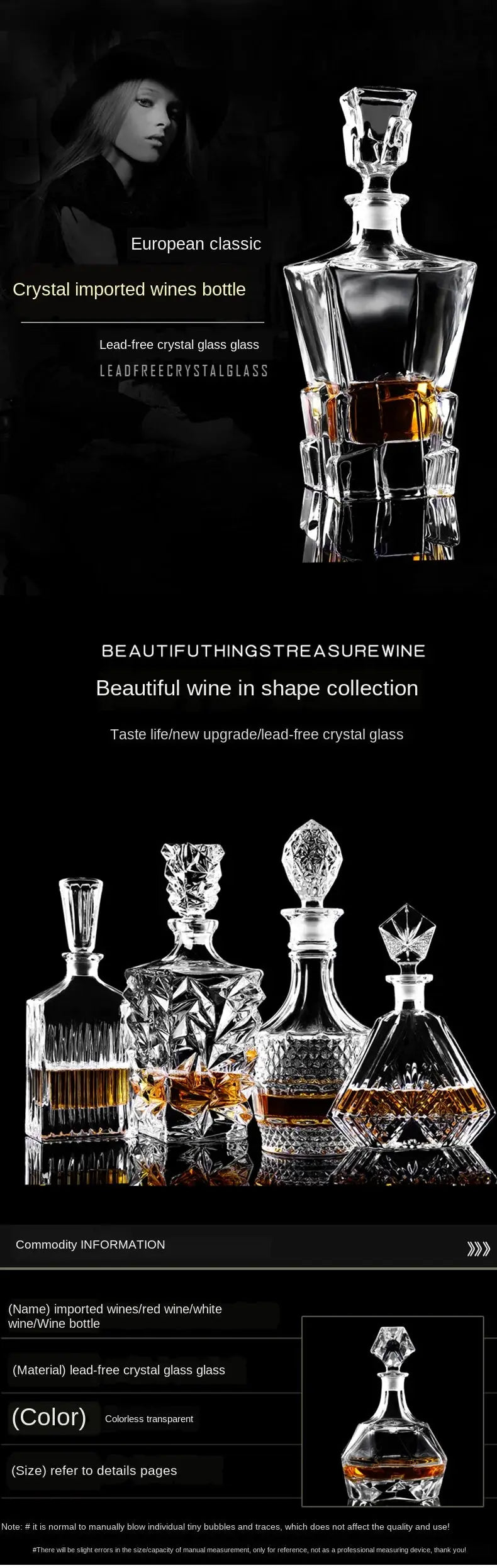 Crystal Glass Wine Red Bottle  Wine Decanter Whiskey Liqour Pourer Home Bar Vodka Beer Bottle Jar Jug JR colegio culinario de morelia