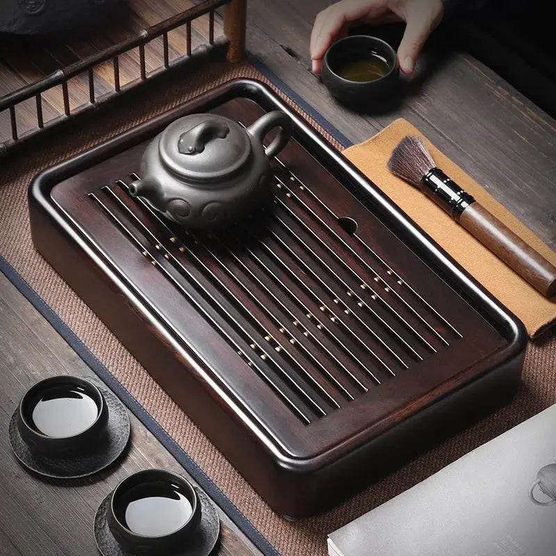 Black Ebony Tea Tray Household Solid Wooden Tea Tray Drainage Water Storage Tea Board Chinese Tea Table Decor Home Accessories colegio culinario de morelia
