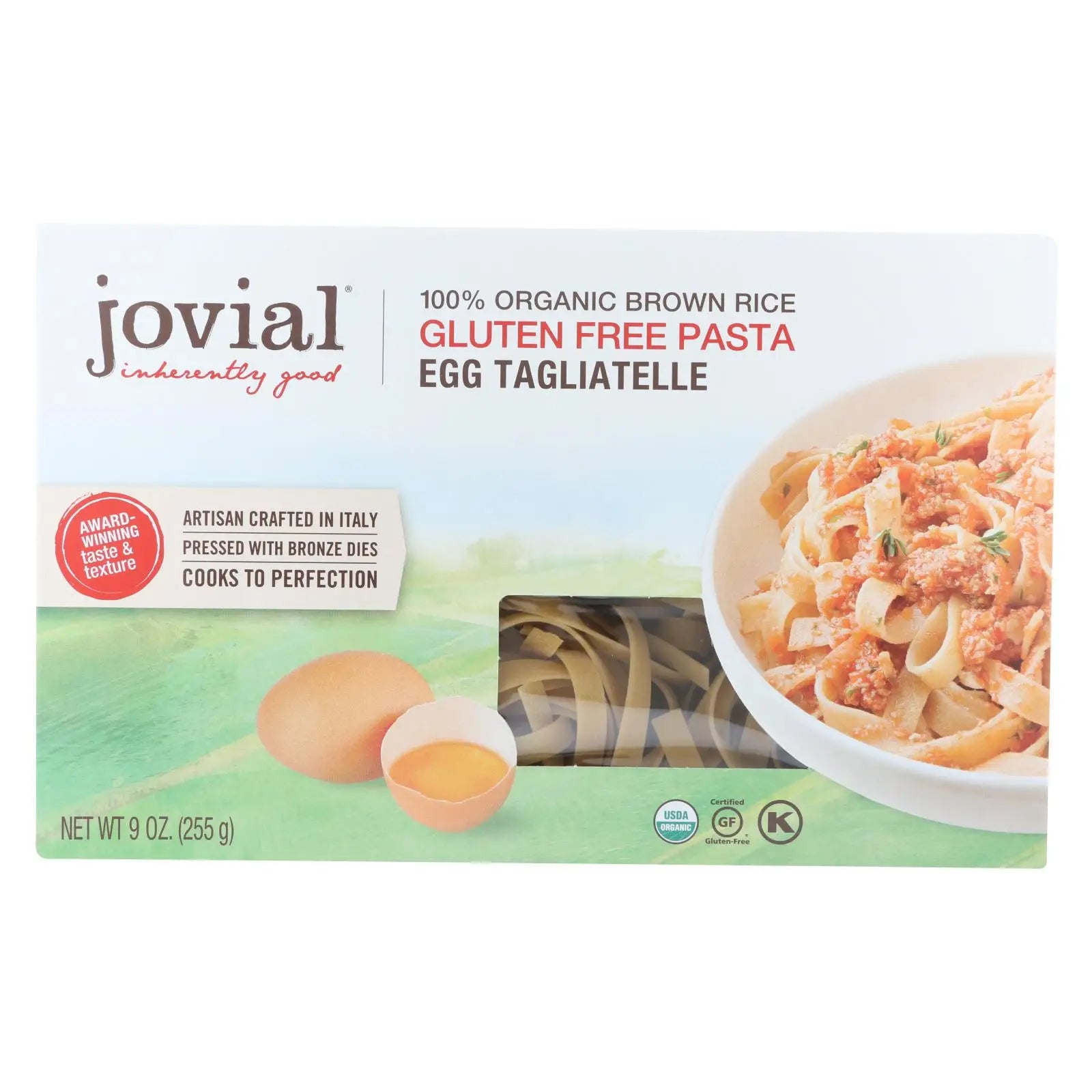 UD2 Jovial Organic Brown Rice Egg Tagliatelle 9 oz Macaroni Spaghetti Traditional Dried Pasta Case 12 Bag Packaging Wheat-Based Chef's Market