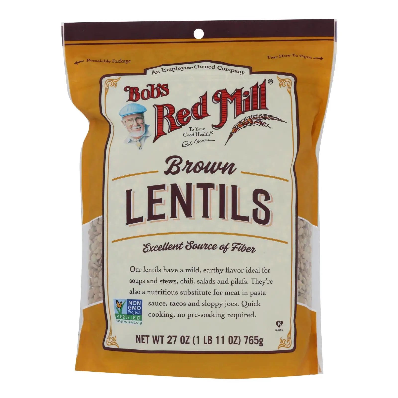 UD2 Bob's Red Mill Organic Brown Lentils 27 oz Bulk Bags Case of 4-for Food Use Dried Chana Dal and Chana Chickpea Chef's Market