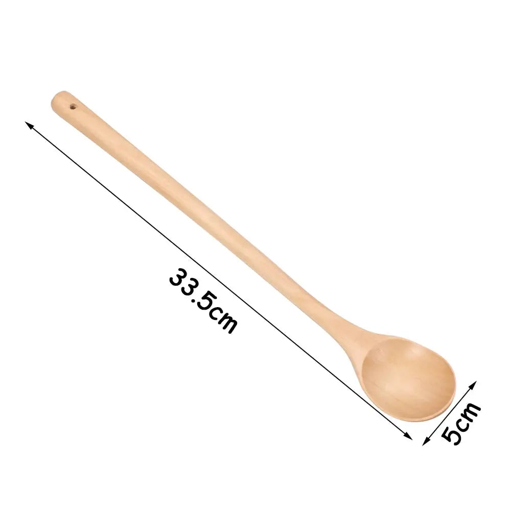 Natural Wooden Large Soup Scoops Long Handle Cooking Scoop Wood Ramen Rice Spoon Soup Ladle Catering Tableware Kitchen Utensil colegio culinario de morelia