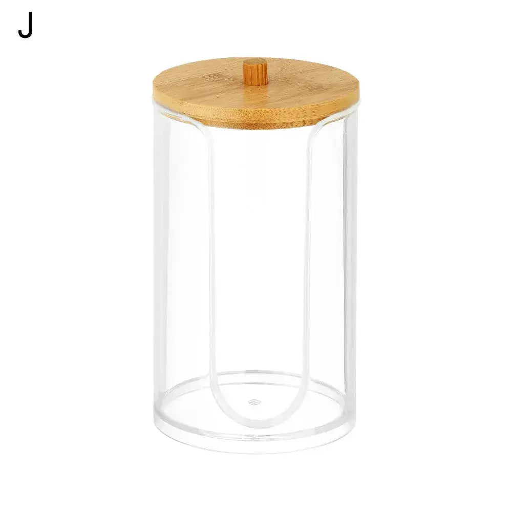 1Pc Acrylic Multifunctional Makeup Cotton Pad Organizer Storage Box For Cotton Swabs Rod Bathroom Qtip Container with Bamboo Lid colegio culinario de morelia