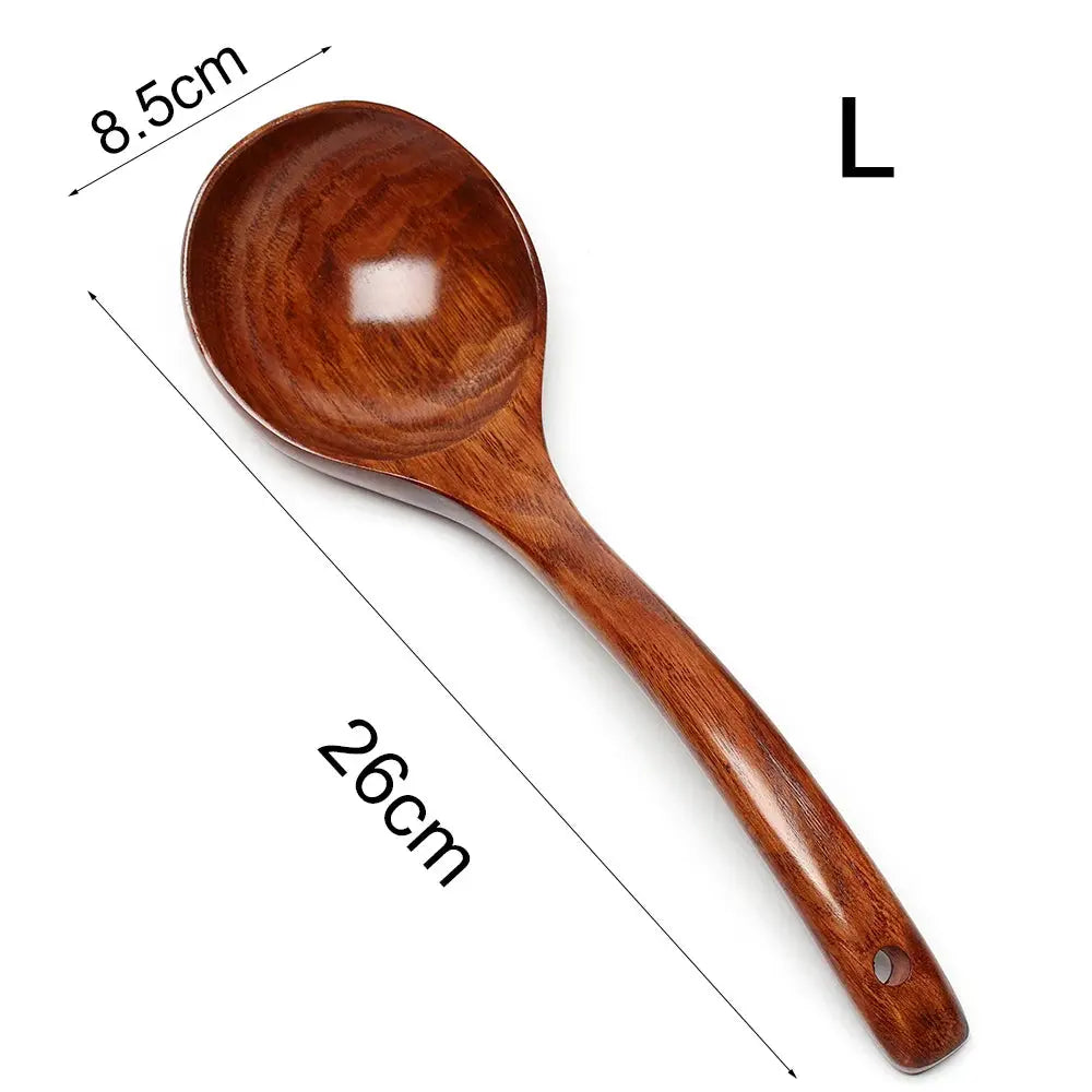 Natural Wooden Large Soup Scoops Long Handle Cooking Scoop Wood Ramen Rice Spoon Soup Ladle Catering Tableware Kitchen Utensil colegio culinario de morelia