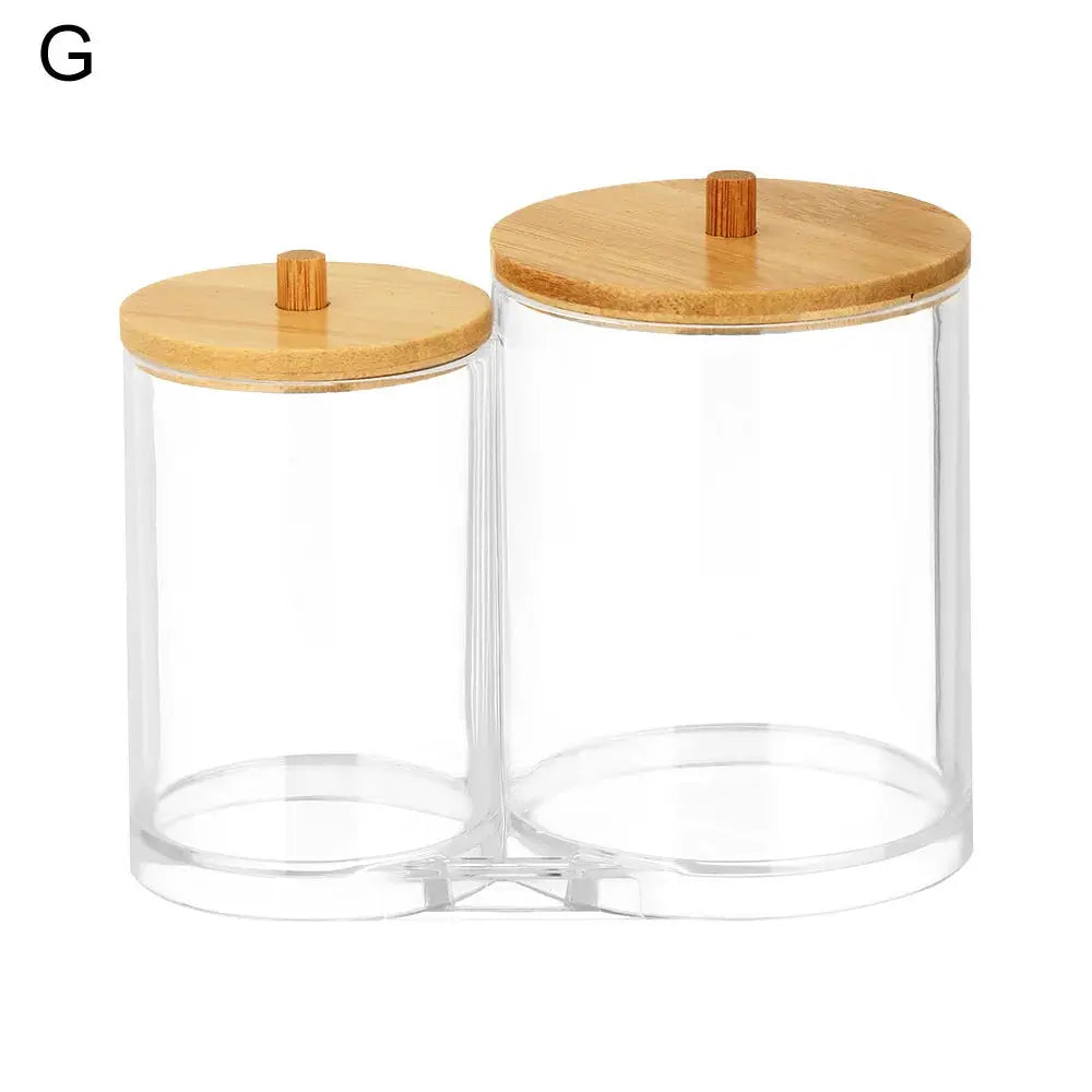 1Pc Acrylic Multifunctional Makeup Cotton Pad Organizer Storage Box For Cotton Swabs Rod Bathroom Qtip Container with Bamboo Lid colegio culinario de morelia