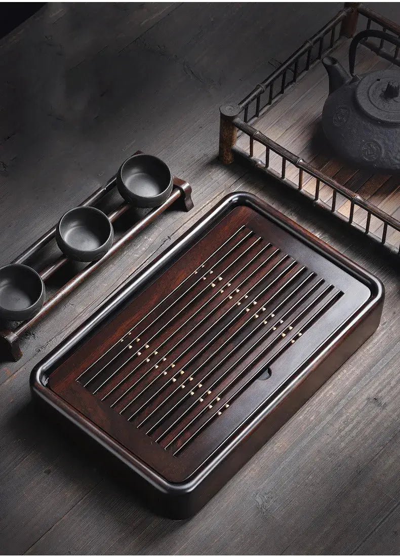 Black Ebony Tea Tray Household Solid Wooden Tea Tray Drainage Water Storage Tea Board Chinese Tea Table Decor Home Accessories colegio culinario de morelia