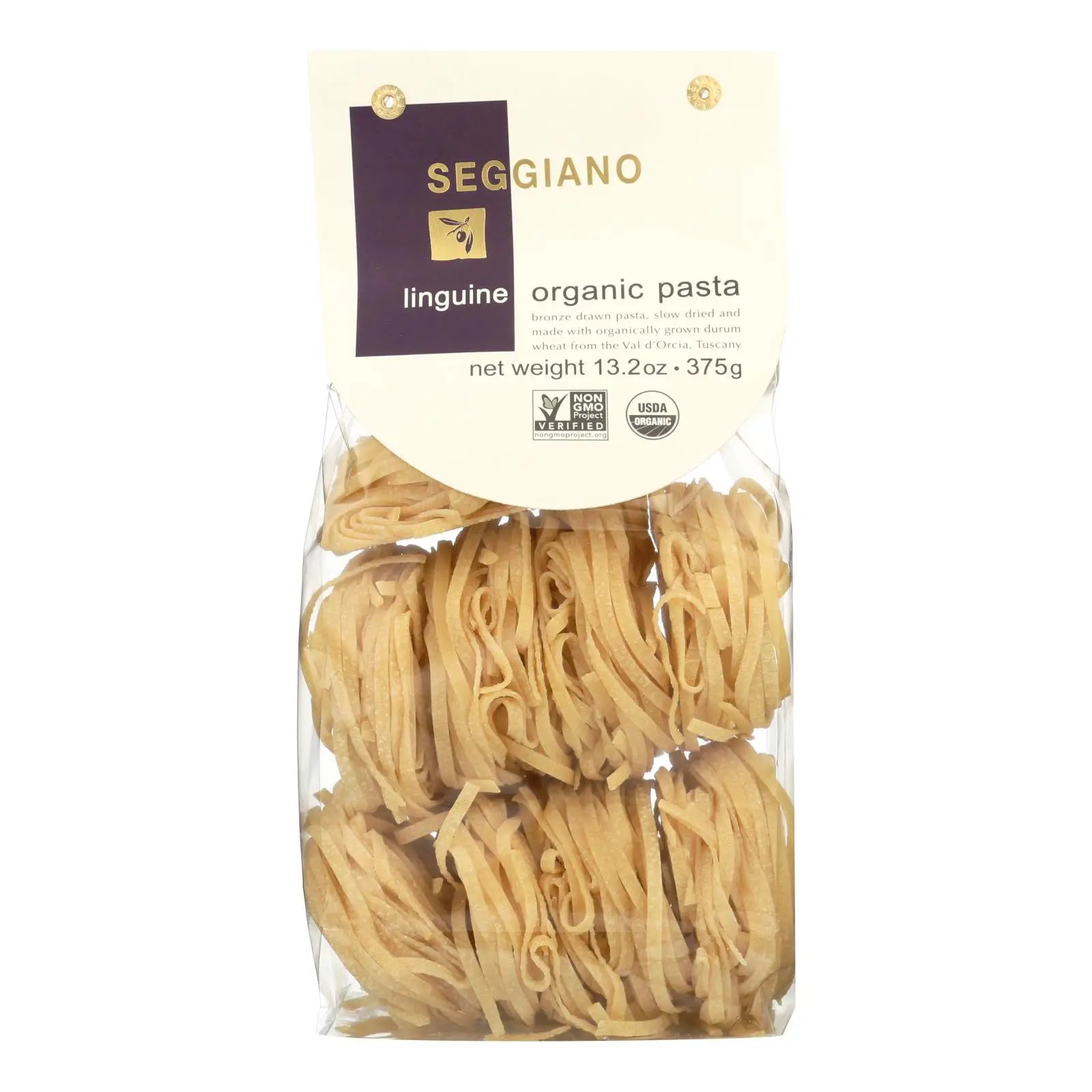 UD2 Seggiano Organic Pasta Case of 6 13.2 Ounces Kosher Certified Refined Dried Linguini Cooked Style Bag Packaging Chef's Market