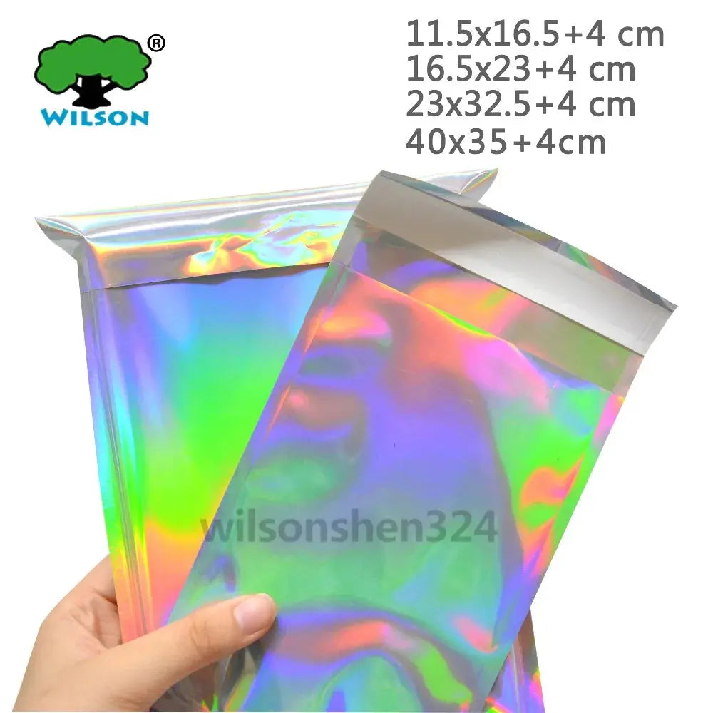 50 PCS Self-seal Adhesive Courier Bags Laser Holographic Plastic Poly Envelope Mailer Postal Shipping Mailing Bags Cosmetic colegio culinario de morelia
