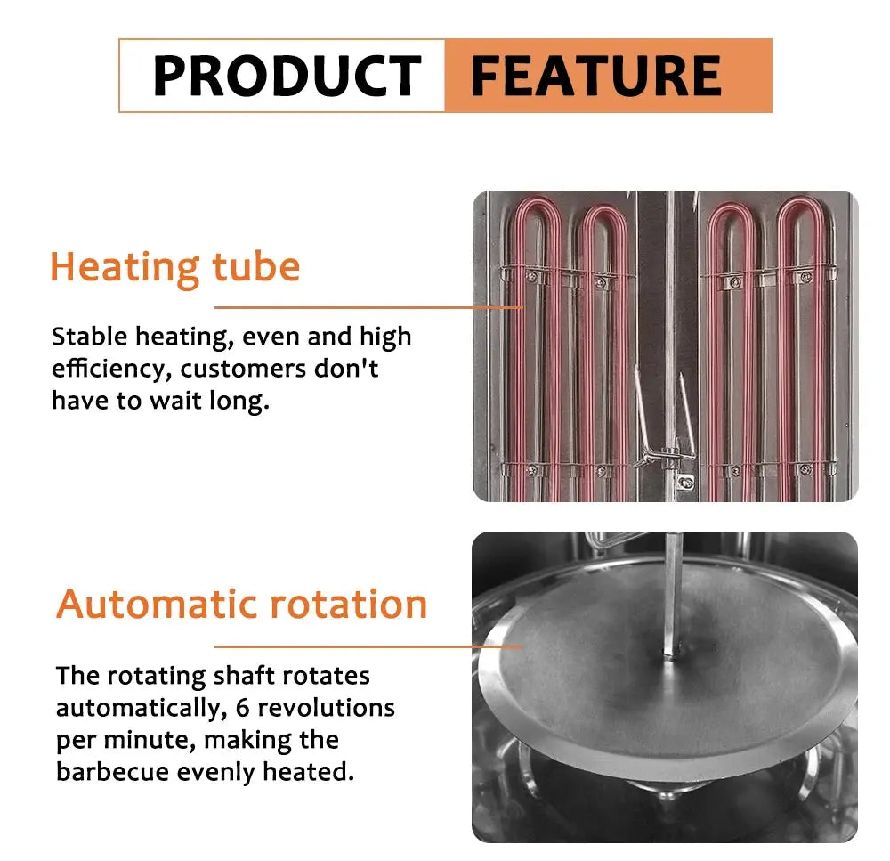 ITOP Electric Doner Kebab Grill Shawarma Machine Automatic Rotating BBQ Grill For Commercial Household Heating Pipe colegio culinario de morelia