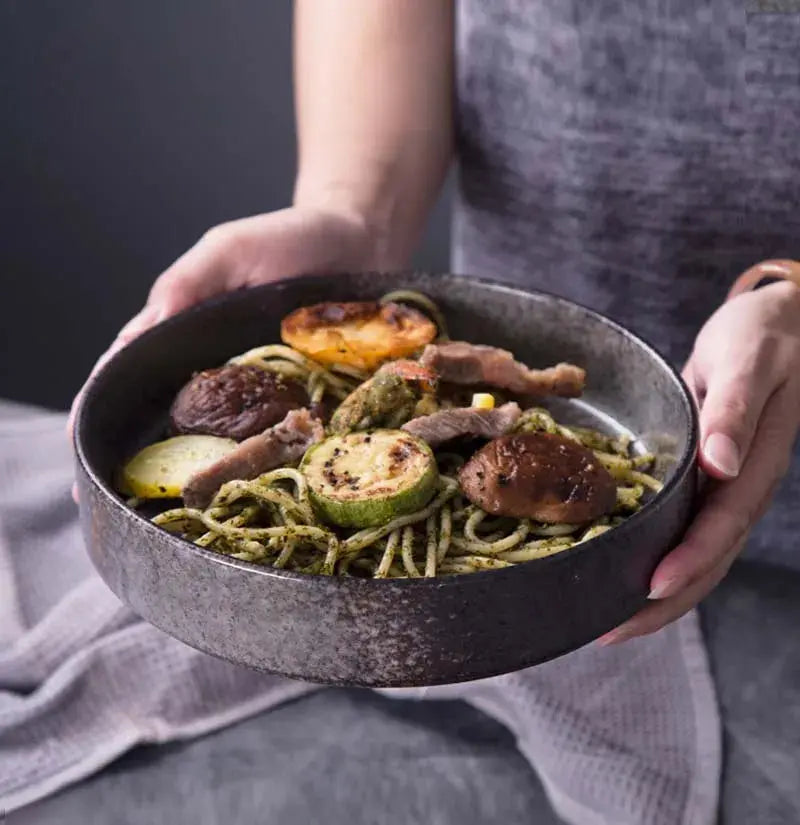 Creative Tableware Ceramic Round Bowl Soup Bowl Vegetable Bowl Rice Bowl Large Bowl Deep Dish Western Food Bowl Plate Soup Plate colegio culinario de morelia