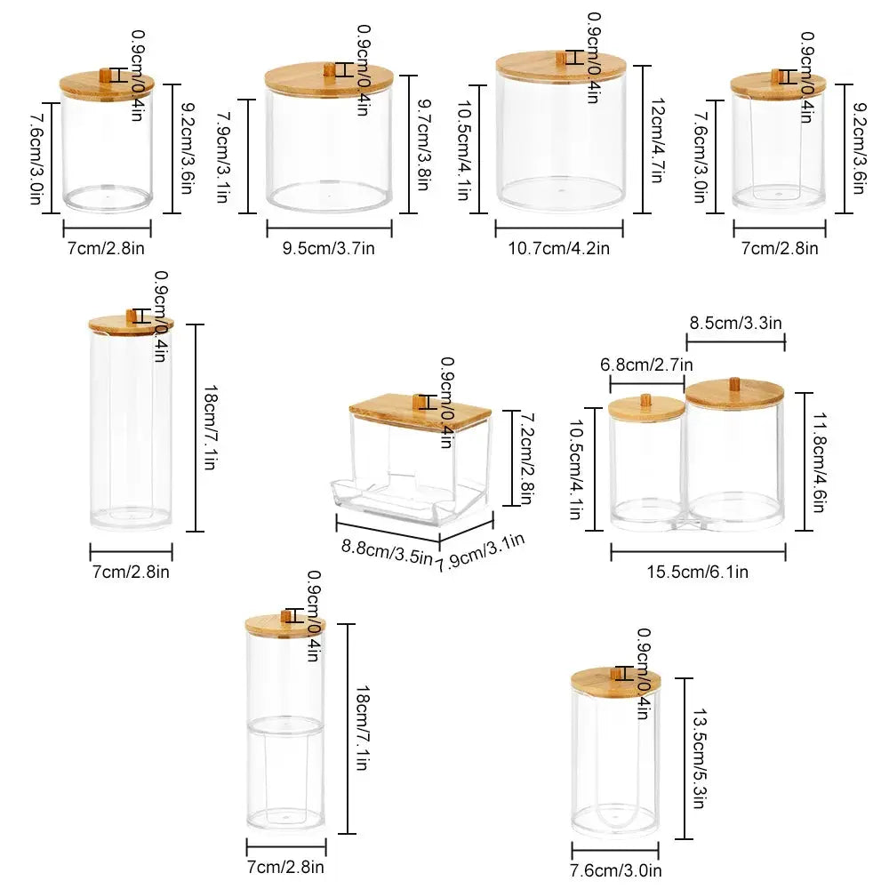 1Pc Acrylic Multifunctional Makeup Cotton Pad Organizer Storage Box For Cotton Swabs Rod Bathroom Qtip Container with Bamboo Lid colegio culinario de morelia