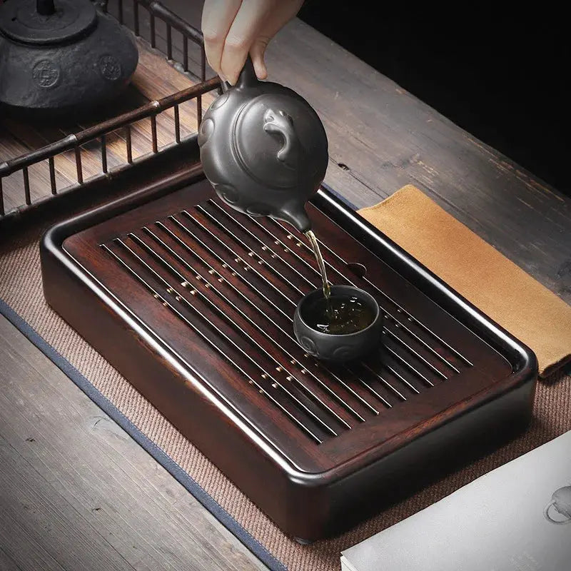 Black Ebony Tea Tray Household Solid Wooden Tea Tray Drainage Water Storage Tea Board Chinese Tea Table Decor Home Accessories colegio culinario de morelia