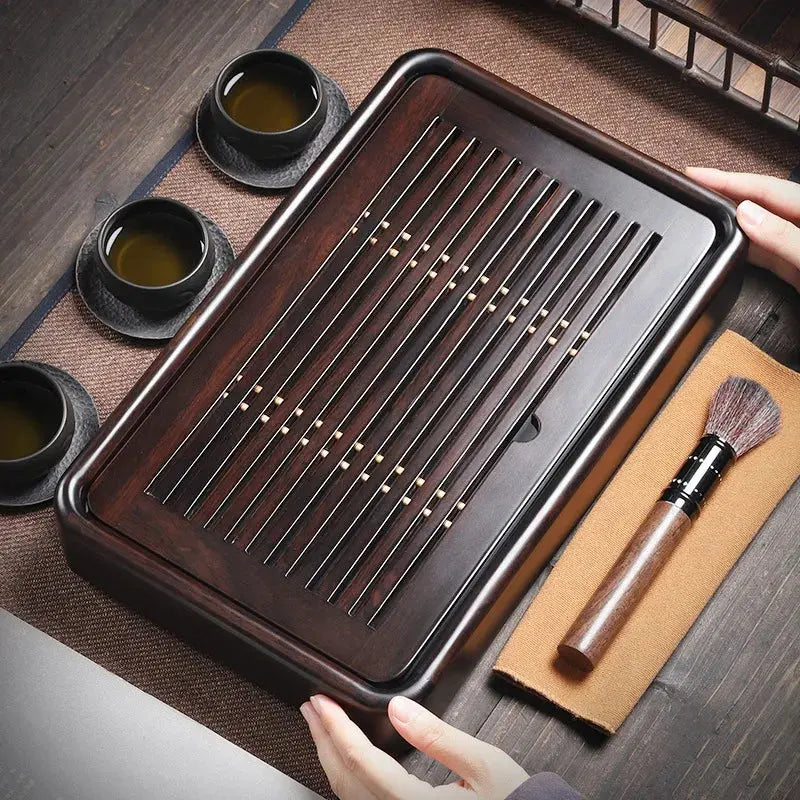 Black Ebony Tea Tray Household Solid Wooden Tea Tray Drainage Water Storage Tea Board Chinese Tea Table Decor Home Accessories colegio culinario de morelia
