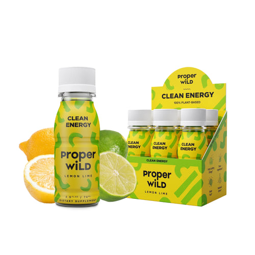 , Natural Clean Energy Shots, Caffeine & L-Theanine, Lemon Lime, 6-Pack