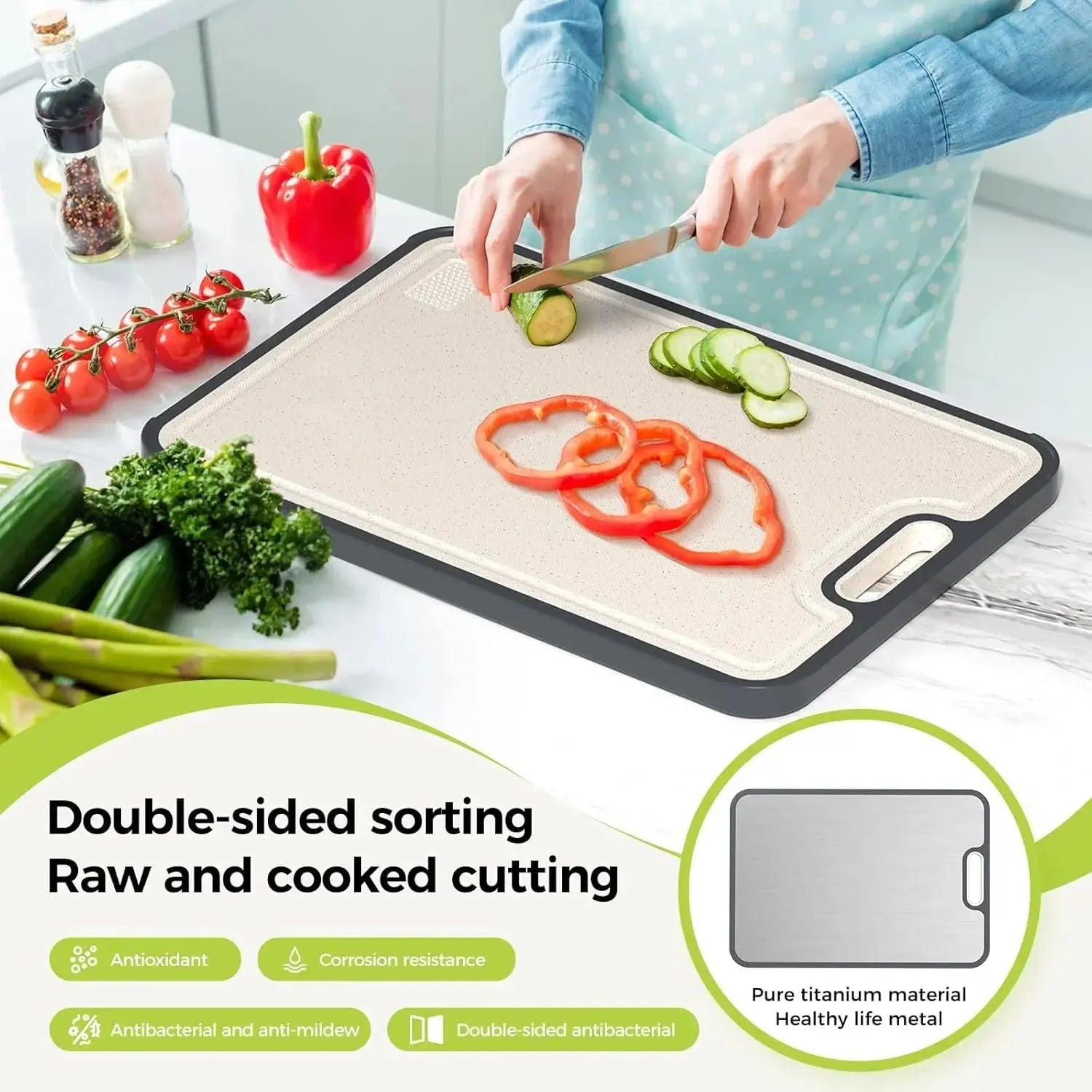 Kitchen Cutting Board Double Sided Titanium Cutting Boards for Double Sided Food Grade Pure Titanium Wheat Straw PP Easy to Clea colegio culinario de morelia