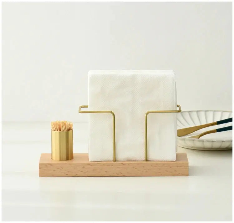 Desktop Organizer Tableware Supplies Wood Tissue Paper Holder Napkin Holder Brass Tissue Box StorageToothpick Box colegio culinario de morelia