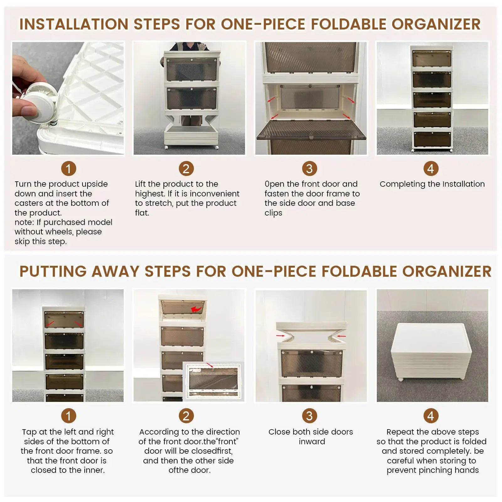 1/2/3/4/5 Layer Folding Storage Cabinet Storages Cabinet Waterproof Dustproof With Swivel Wheel Kitchen Bedroom Living Room colegio culinario de morelia