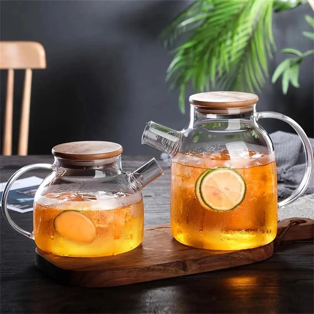 1L/1.8L Large Capacity Glass Teapot High Temperature Resistant Kettle for Steamed Juice Fruit & Iced Tea Home Kitchen Access colegio culinario de morelia
