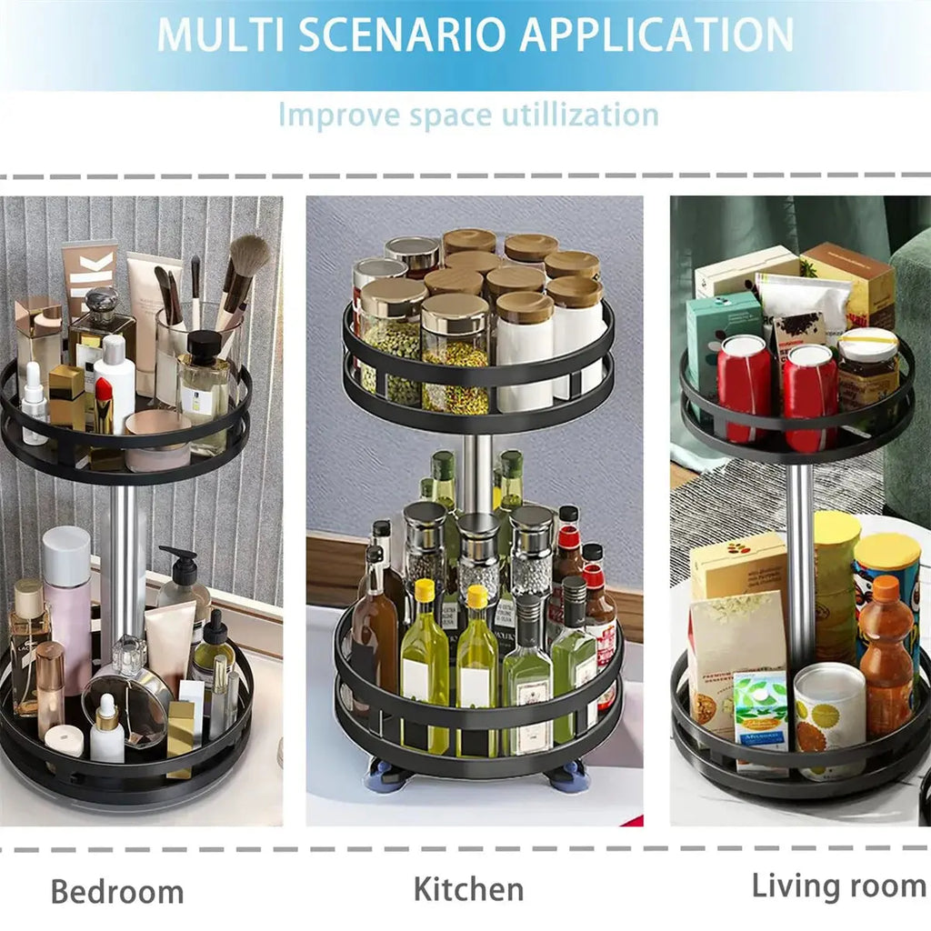 360°Rotation Spice Rack Organizer Jar Cans For Kitchen Accessories Non-Skid Carbon Steel Storage Tray For Seasonings And Spices colegio culinario de morelia