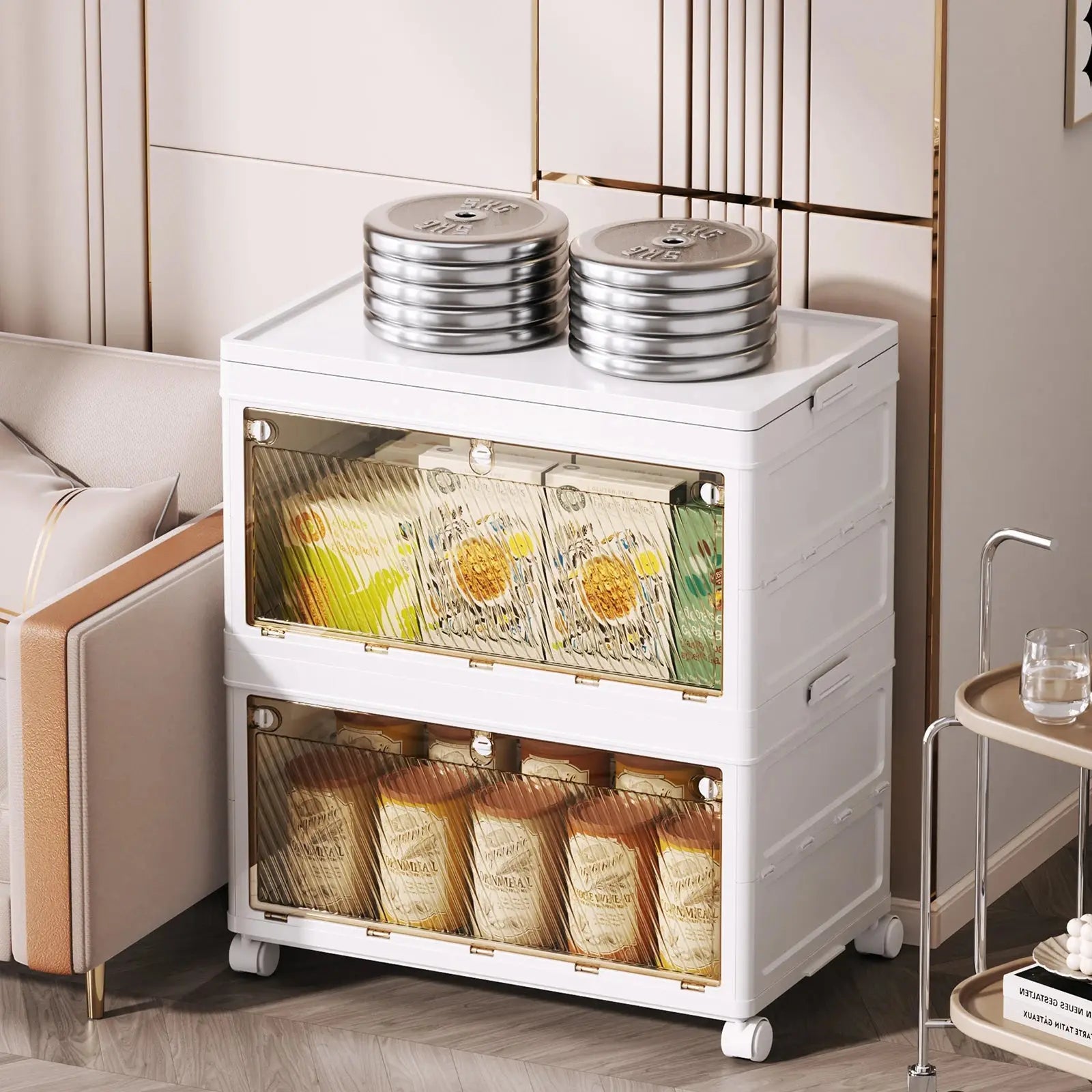 1/2/3/4/5 Layer Folding Storage Cabinet Storages Cabinet Waterproof Dustproof With Swivel Wheel Kitchen Bedroom Living Room colegio culinario de morelia