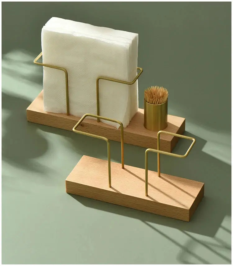 Desktop Organizer Tableware Supplies Wood Tissue Paper Holder Napkin Holder Brass Tissue Box StorageToothpick Box colegio culinario de morelia