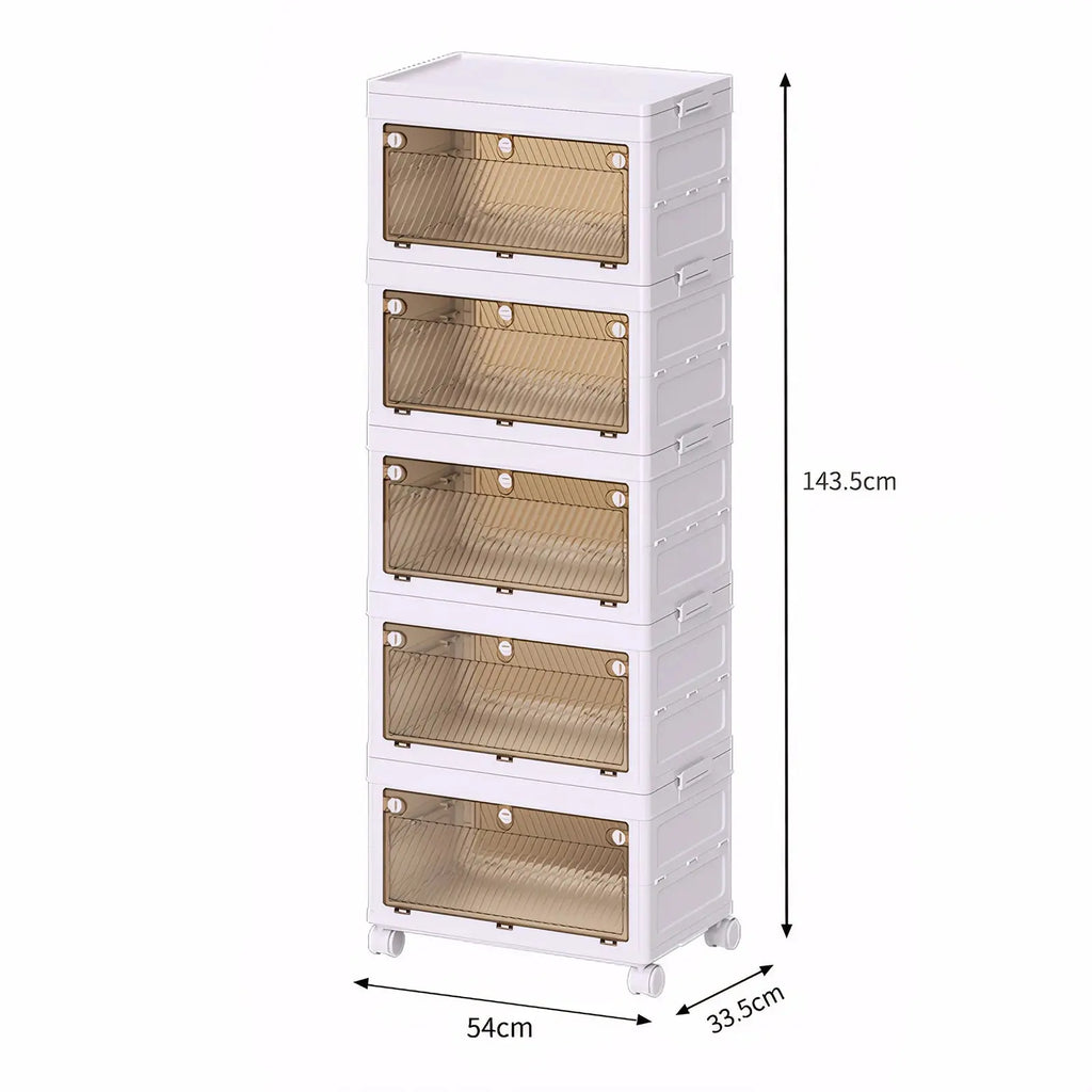1/2/3/4/5 Layer Folding Storage Cabinet Storages Cabinet Waterproof Dustproof With Swivel Wheel Kitchen Bedroom Living Room colegio culinario de morelia