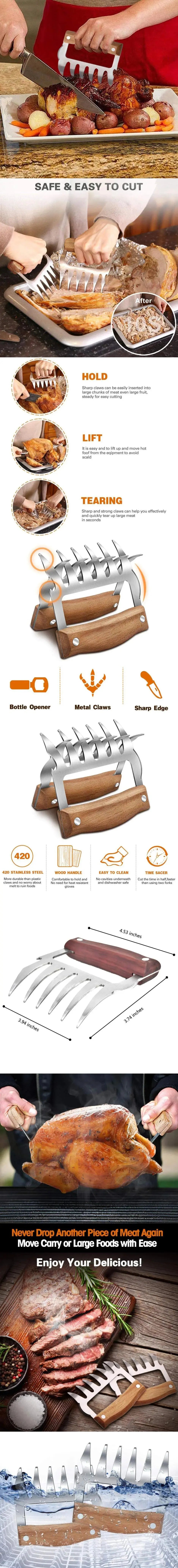 1pc Bear Claws Barbecue Fork Pull Shred Pork Shredde Manual Meat Clamp Roasting Fork Kitchen Tool Bbq Accessories Free Shipping colegio culinario de morelia