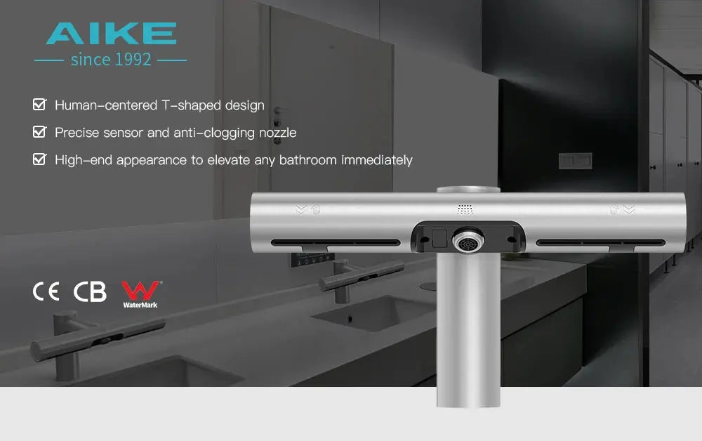 AIKE Automatic Air Hands Dryer Creative Hands Washing and Drying 2 in 1 Design Air Tap Bathroom Faucet with Hand Dryer AK7120 colegio culinario de morelia