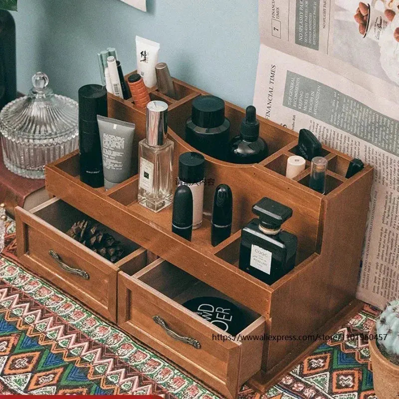 Multi-functional Desk Organizer for Stationery and Cosmetics with Drawer Compartments and Pen Holder colegio culinario de morelia