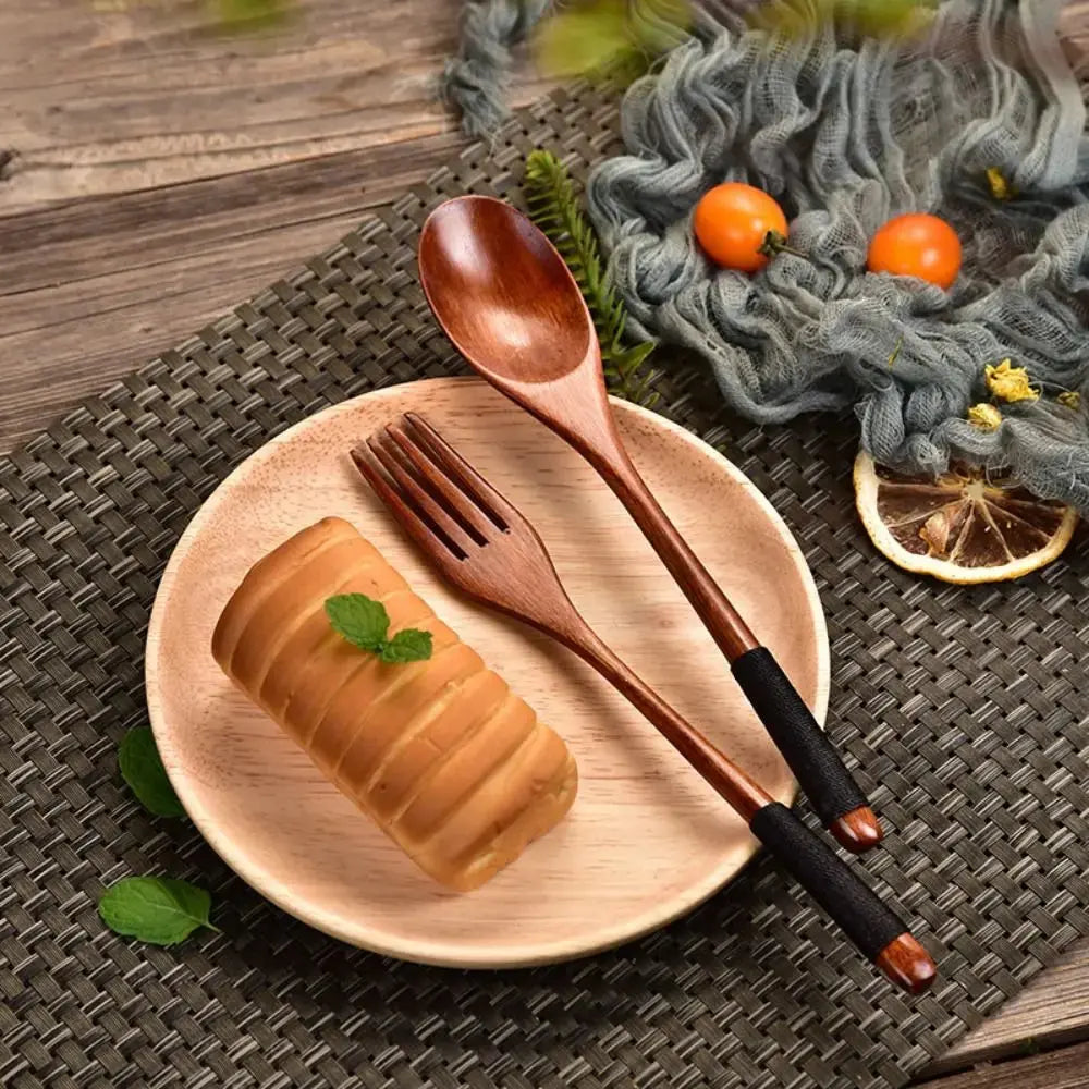 High Quality Natural Wooden Spoon Handmade Dinner Kit Wooden Fork Kitchen Accessories colegio culinario de morelia