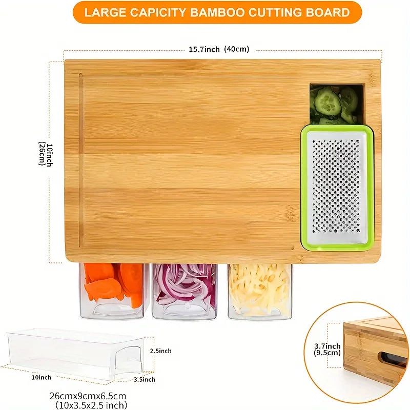 Kitchen Multi Functional Classification Bamboo with Drawer Style Cutting Board and Cutting Board Set Kitchen Tools Can Store Chef's Market