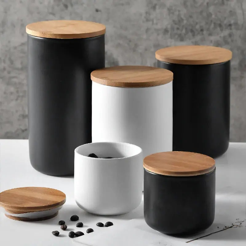 European Ceramic Storage Jar Canister Minimalist Style Kitchen Sealed Grain Dispenser Home Coffee Tea Sugar Container Organizer colegio culinario de morelia