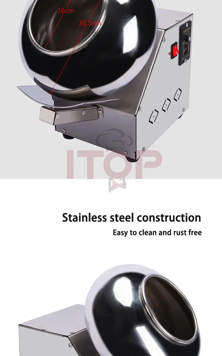 ITOP Chocolate Sugar Coasting Machine 30cm Roller Commercial Small Candy Coater Machine Chocolate Bean Coating Dragee Machine colegio culinario de morelia