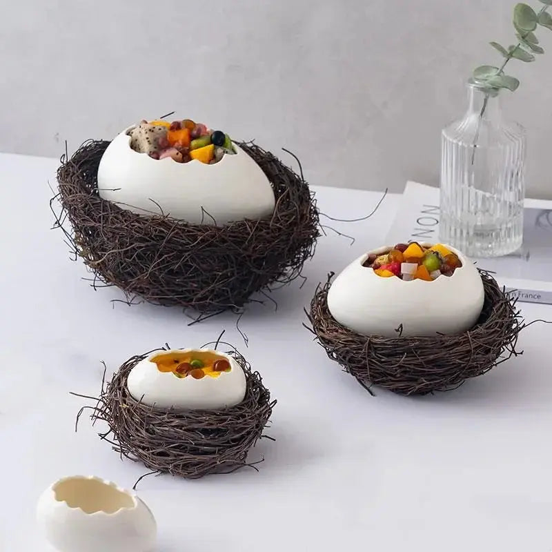 Creative Bird's Nest Decoration Dessert Bowl, Eggshell Bowl, Ceramic Tableware, Baking Pudding Bowl, Egg Steamer, Kitchenware colegio culinario de morelia