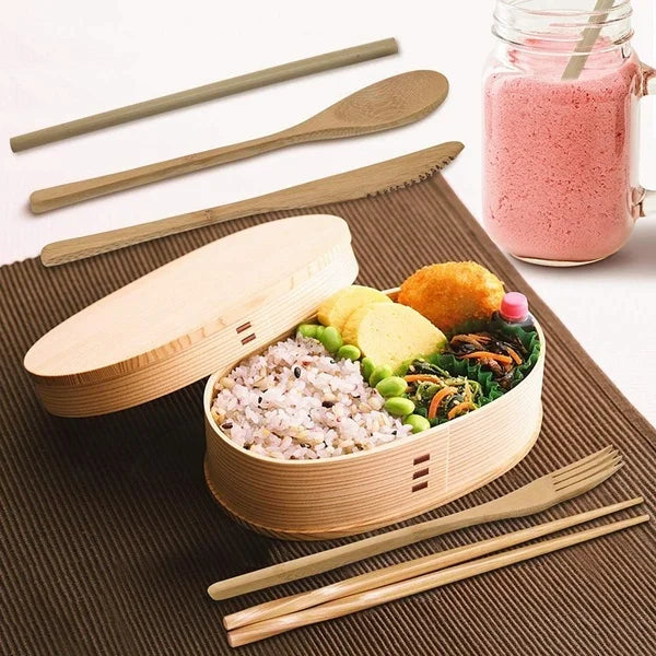 Bamboo Travel Tableware Reusable Bamboo Cutlery Set with Carrying Case Portable Wooden Dinnerware Bamboo Charcoal Toothbrush Chef's Market