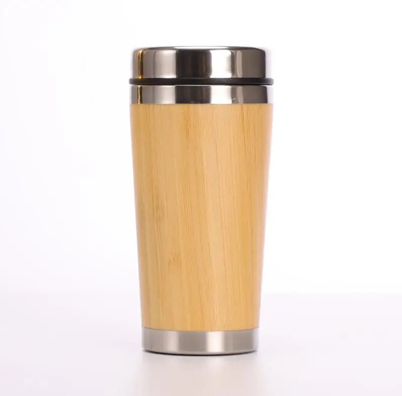 Bamboo Crafts Bamboo Tea Thermos Steel Double Wall Coffee Tea Bamboo Vacuum Flask 400-500ml Chef's Market