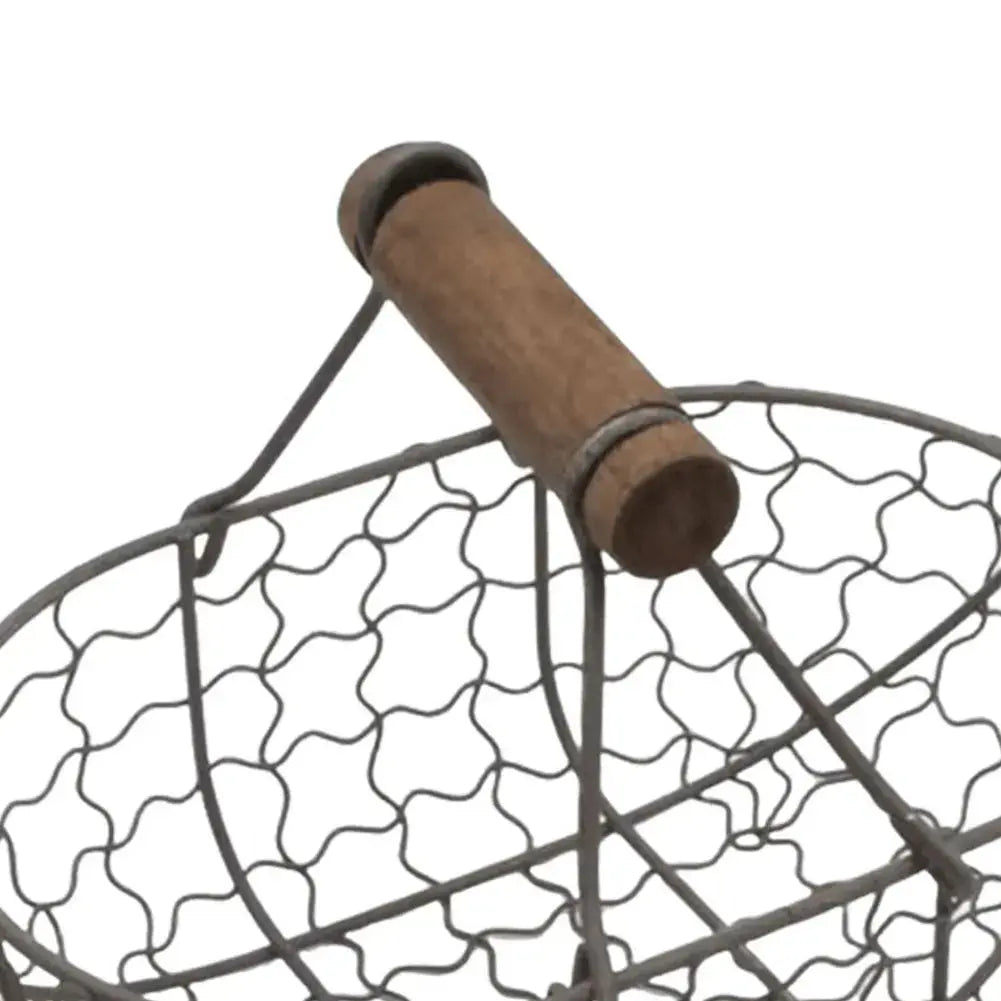 Iron Fruit Basket with Wooden Handle Bread Basket Storing Food Photography Props for Kitchen Organizer Fruit Bread Snack colegio culinario de morelia