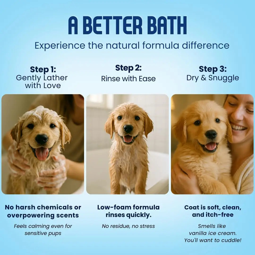 Organic Puppy Oatmeal Shampoo for Itchy Skin - Hypoallergenic, Tearless, Deodorizing, 16oz, Made in USA Chef's Market