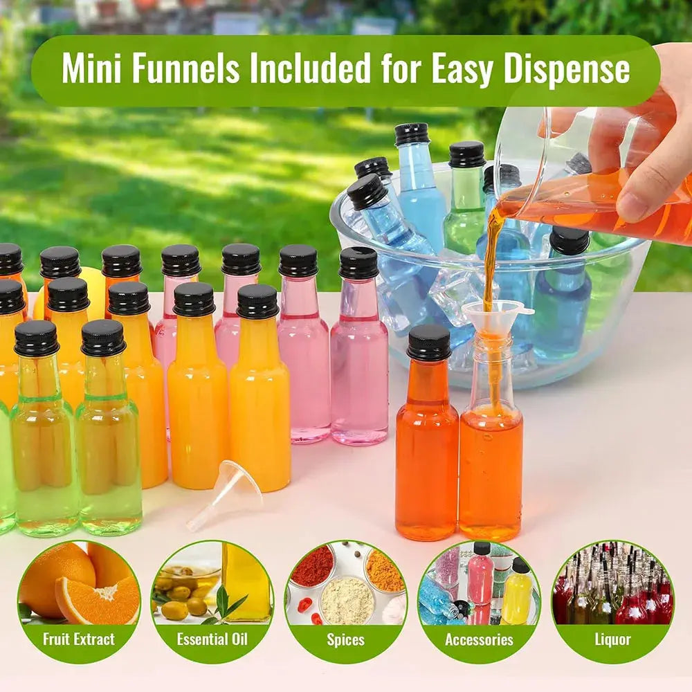 10/30/50/100pcs Mini Liquor Bottles Set 1.7oz Plastic Spirit Bottles Black/Silver/ Gold Caps Alcohol Shot Bottles Juice Bottle colegio culinario de morelia