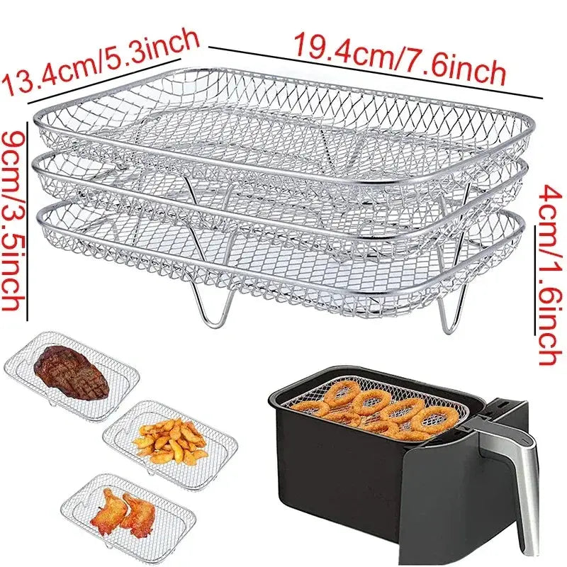 Multi-layer Detachable Grill Rack Thickened Air Fryer Baking Rack Metal Square/Round/Rectangle Oven Grill Racks  Kitchen Tools colegio culinario de morelia