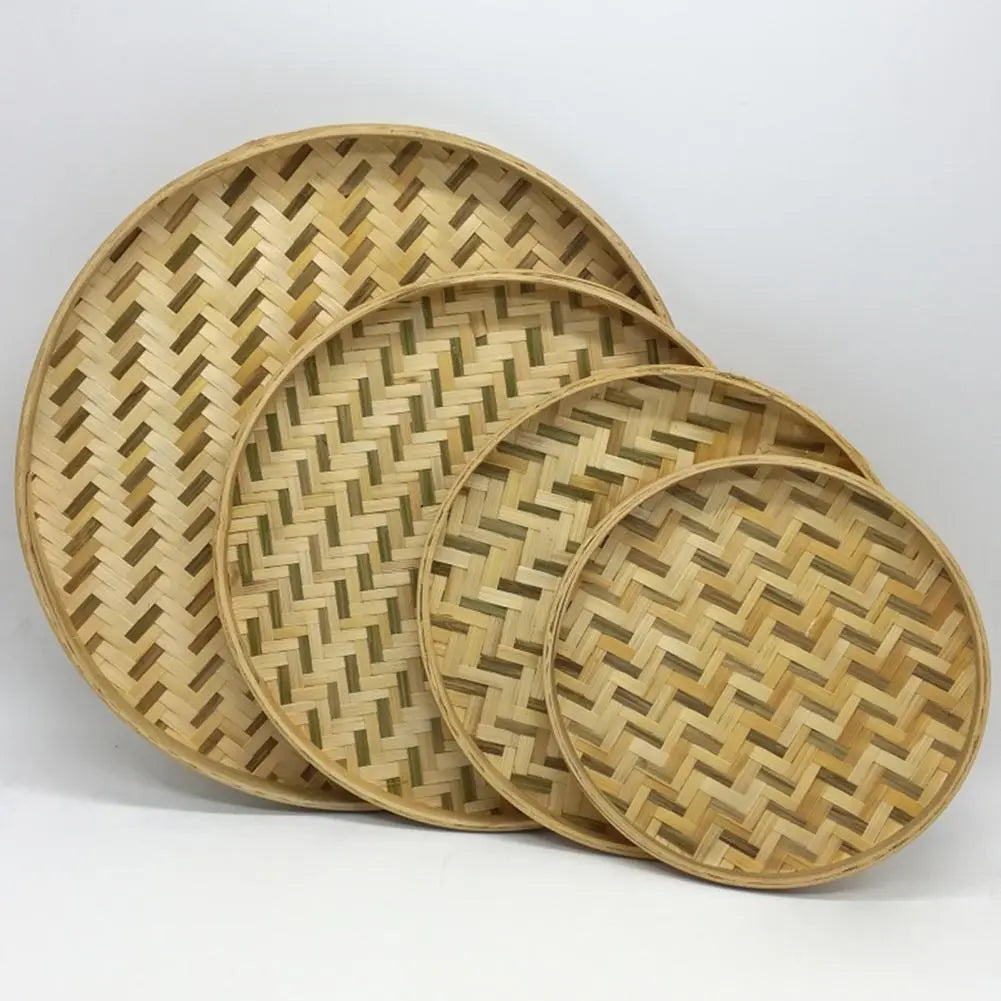 Bamboo Sieve Handmade Natural Bamboo Basket Storage Container Weaving Sieve Fruit Tea Basket Storage Organizer Storage Trays colegio culinario de morelia