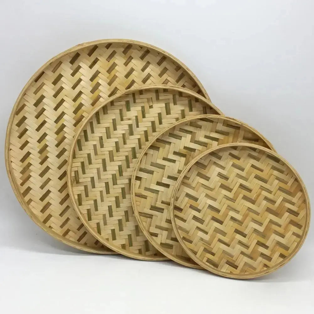 Bamboo Sieve Handmade Natural Bamboo Basket Storage Container Weaving Sieve Fruit Tea Basket Storage Organizer Storage Trays colegio culinario de morelia