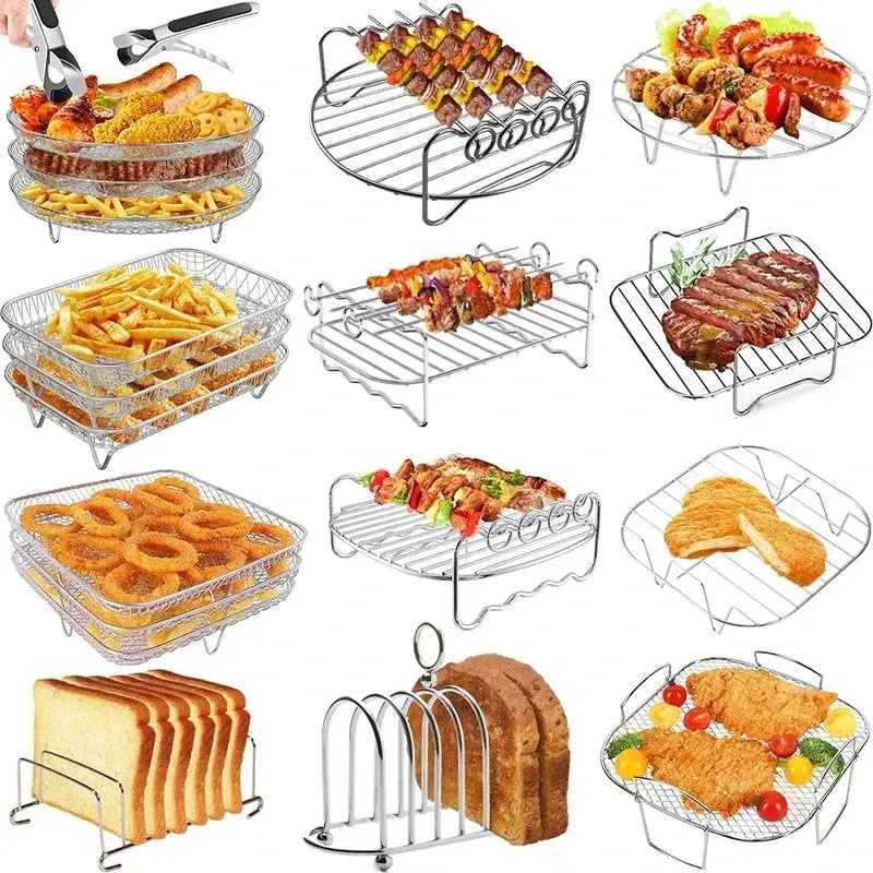 Multi-layer Detachable Grill Rack Thickened Air Fryer Baking Rack Metal Square/Round/Rectangle Oven Grill Racks  Kitchen Tools colegio culinario de morelia