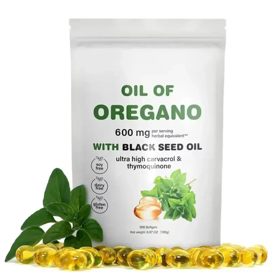 300 Capsules Oil Of Oregano with Black Seed Oil - Natural Antioxidants for Fitness Nutritional Support - Highly Effective Chef's Market